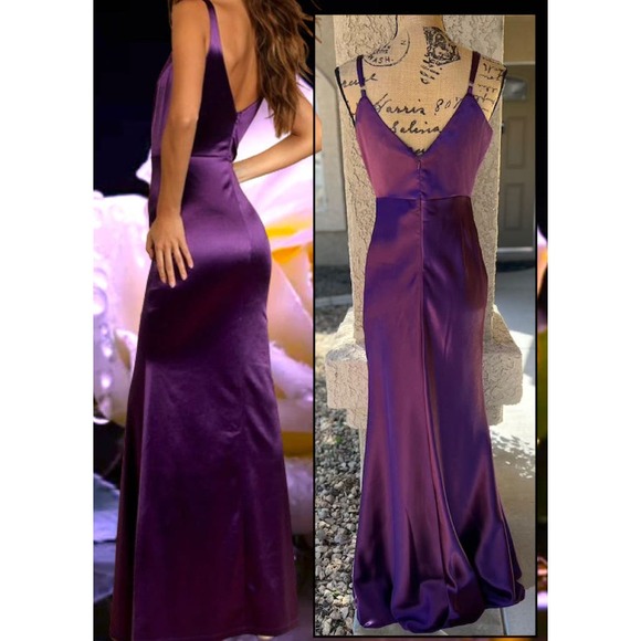 Lulu's Purple Satin Maxi Dress - Picture 3 of 13